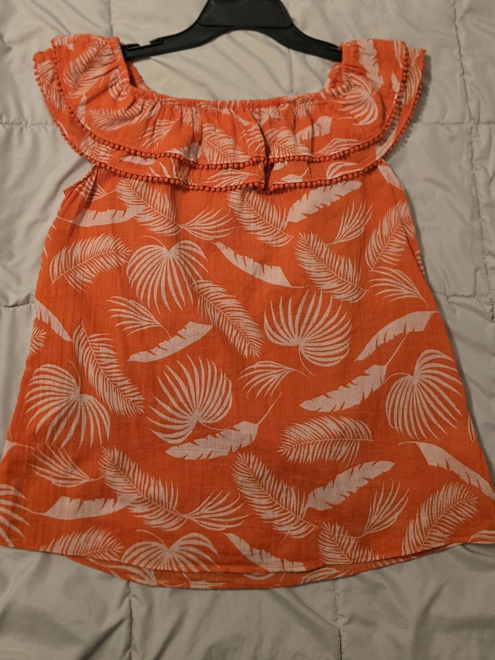 Boden Orange and White Tropical Print Ruffle Blouse, Size 2